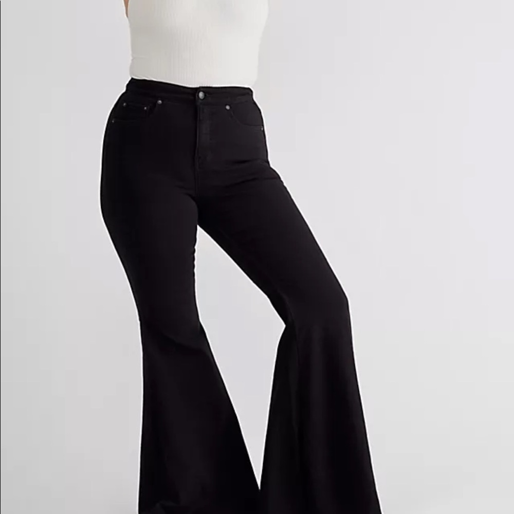 💓sold 💓Free people curvy high rise lace up flares - Picture 2 of 6